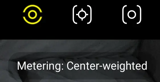 Center-weighted metering icon from phone camera