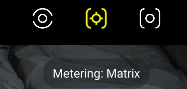 Matrix metering mode icon from camera menu